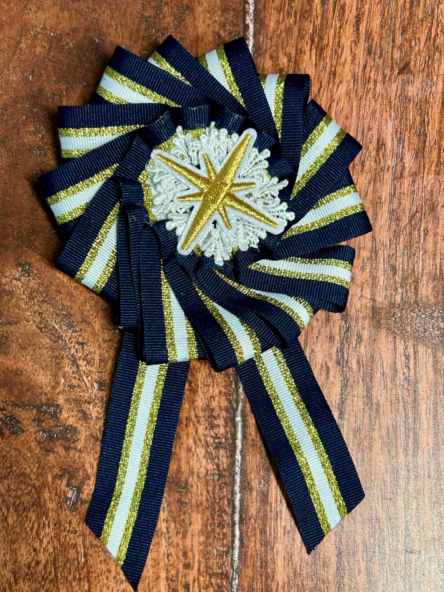 Navy, White, and Gold Stellar Rosette